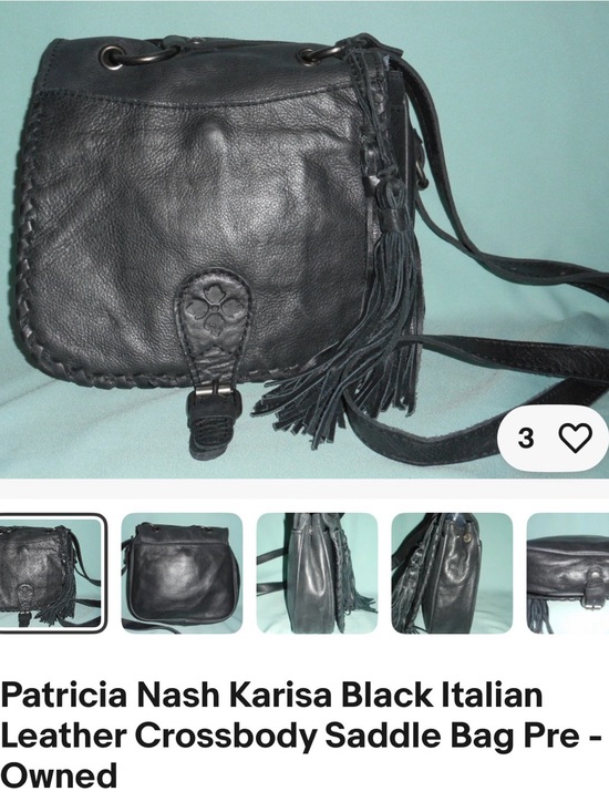 Patricia Nash Handbags - Patricia Nash Black Leather Crossbody with Braided Trim & Tassel